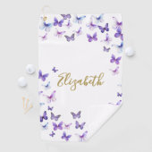 Mooie Paarse Vlinders Aangepaste Naam Dames Golfhanddoek (Insitu)
