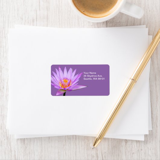 Mooie Paarse waterLily Etiket (Insitu)