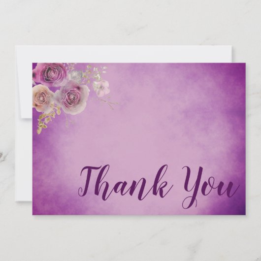 Mooie paarse waterverf bloem bedankkaart (Voorkant)