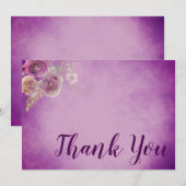Mooie paarse waterverf bloemen bedankkaart (Voorkant / Achterkant)