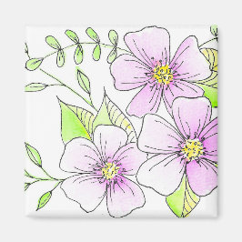 Mooie Paarse Waterverf Bloemen Magneet