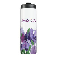 Mooie Paarse Waterverf bloemen met naam