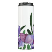 Mooie Paarse Waterverf bloemen met naam Thermosbeker (Achterkant)