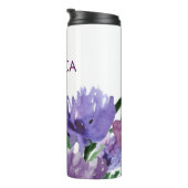 Mooie Paarse Waterverf bloemen met naam Thermosbeker (Geroteerd rechts)