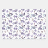 Mooie paarse waterverf bloempatroon inpakpapier vel (Voorkant)