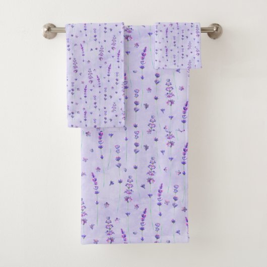 Mooie Paarse Waterverf lavender Flower Bad Handdoek (Insitu)