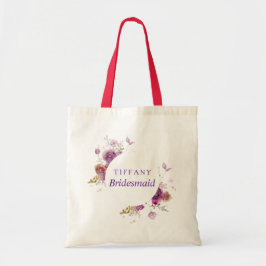 Mooie Paarse Waterverf van Bridesmaid Floral Tote Bag