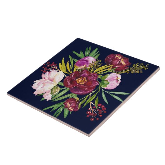 Mooie Paarse wijn en roze pinda's op zee Tegeltje (Zijkant)