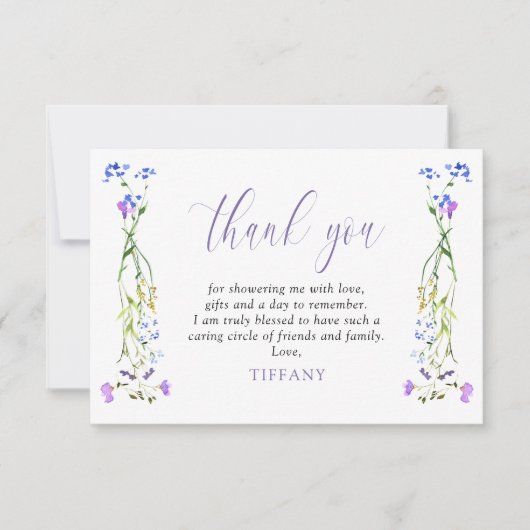 Mooie Paarse Wilde Bloem Delicate Bloem Bedankkaart (Voorkant)