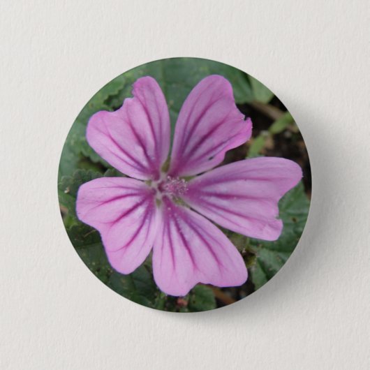 Mooie Paarse Wilde Bloem Knop Ronde Button 5,7 Cm (Voorkant)
