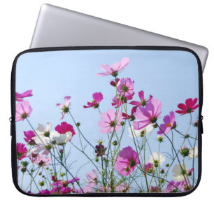 Mooie paarse wilde bloemen weide foto laptop sleeve