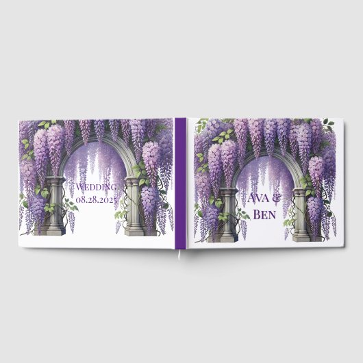 Mooie Paarse Wisteria Arch bruiloft Gastenboek (Volledig)