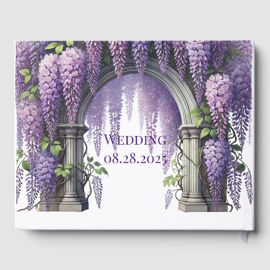 Mooie Paarse Wisteria Arch bruiloft Gastenboek (Achterkant)