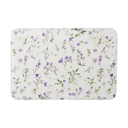 Mooie Paarse Witte Bloemen Badmat (Voorkant)