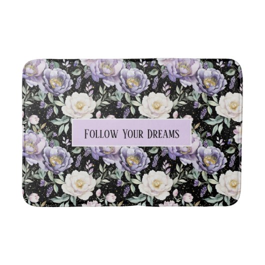Mooie Paarse Witte Bloemen Badmat (Voorkant)