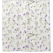 Mooie Paarse Witte Bloemen Douchegordijn (Voorkant)