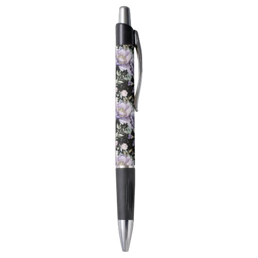 Mooie Paarse Witte Bloemen Pen (Achterkant (Verticaal))