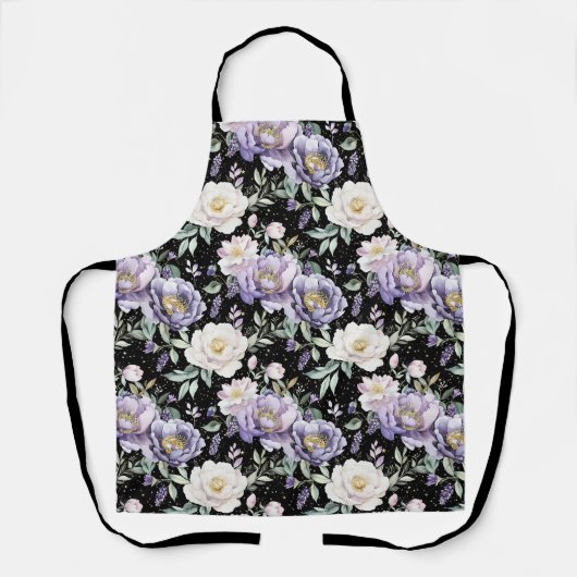 Mooie Paarse Witte Bloemen Schort (Voorkant)