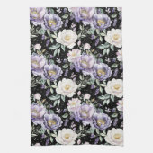 Mooie Paarse Witte Bloemen Theedoek (Verticaal)