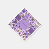 Mooie paarse & witte bloemenservetten 2 servetten (Hoek)