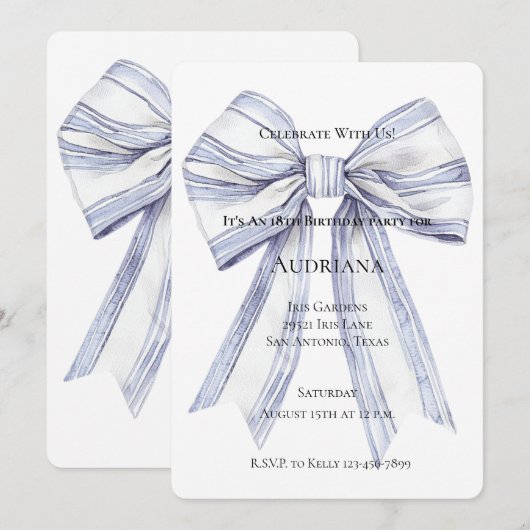 Mooie Paarse Witte Strik Verjaardag  Kaart (Voorkant / Achterkant)