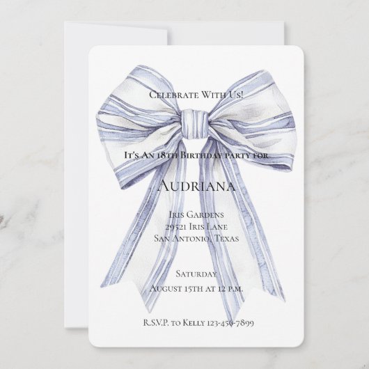 Mooie Paarse Witte Strik Verjaardag  Kaart (Voorkant)