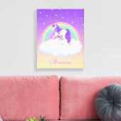 Mooie Paarse Zoete Dromen Regenboog Eenhoorn Canvas Afdruk (Insitu (Woonkamer))