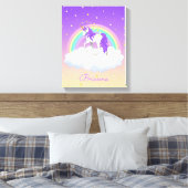 Mooie Paarse Zoete Dromen Regenboog Eenhoorn Canvas Afdruk (Insitu (Slaapkamer))