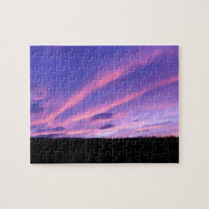 Mooie Paarse Zonsondergang Lucht Wolken Natuur Lan Legpuzzel