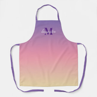 Mooie Paarse Zonsondergang Ombre Met Naam Monogram Schort