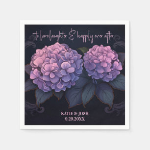 Mooie Paarse Zwarte Hortensia Bloemige Bruiloft Servet