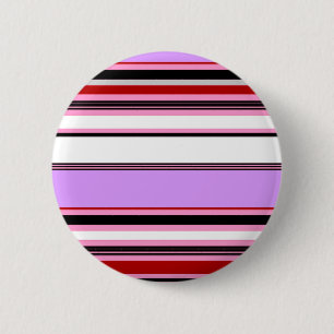 Mooie paarsrode strepen ronde button 5,7 cm