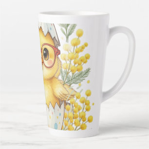 Mooie Paas Kuiken Bril Mimosa Bloei Latte Mok