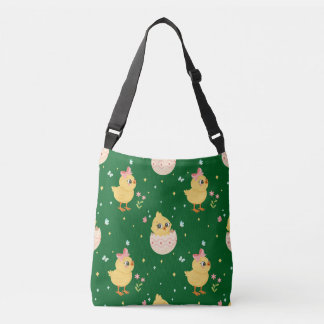 Mooie Paas Kuiken met Roze Strik Naadloos Patroon Crossbody Tas