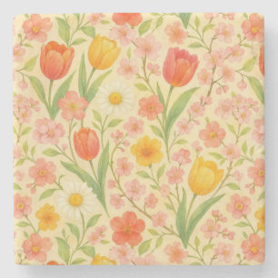 Mooie paas- of lente-bloemen met een leuk patroon stenen onderzetter