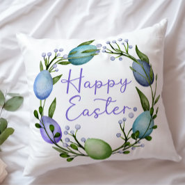 Mooie Paasblauw Paarse Eieren Elegante Waterverf Kussen