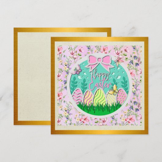 Mooie Paaseierenjacht en Kleurrijke Vlinders Kaart (Voorkant / Achterkant)