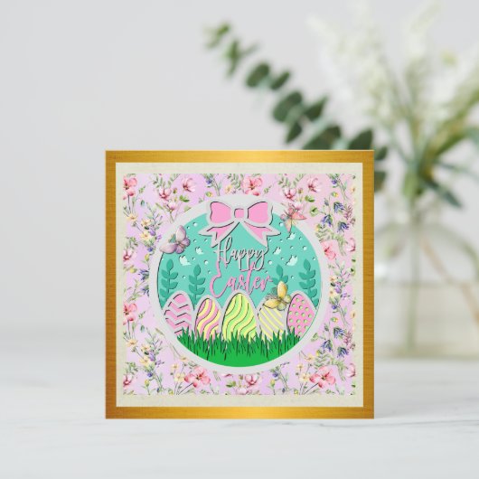 Mooie Paaseierenjacht en Kleurrijke Vlinders Kaart (Staand voorkant)