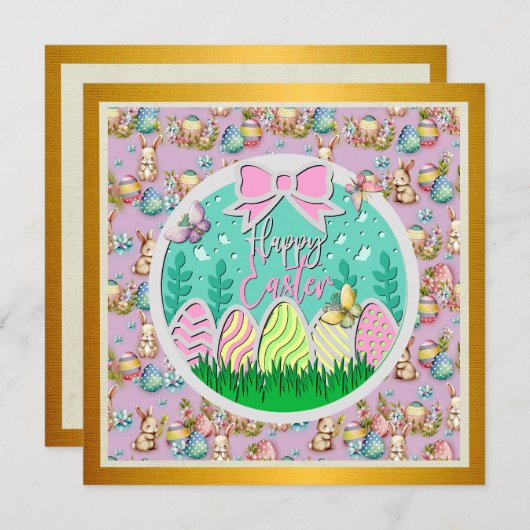 Mooie Paaseierenjacht en Kleurrijke Vlinders Kaart (Voorkant / Achterkant)