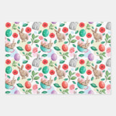 Mooie Paashaas & Bloemen Inpakpapier Vel (Voorkant)