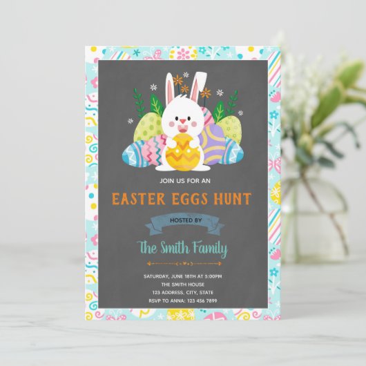 Mooie paashaas kaart (Staand voorkant)