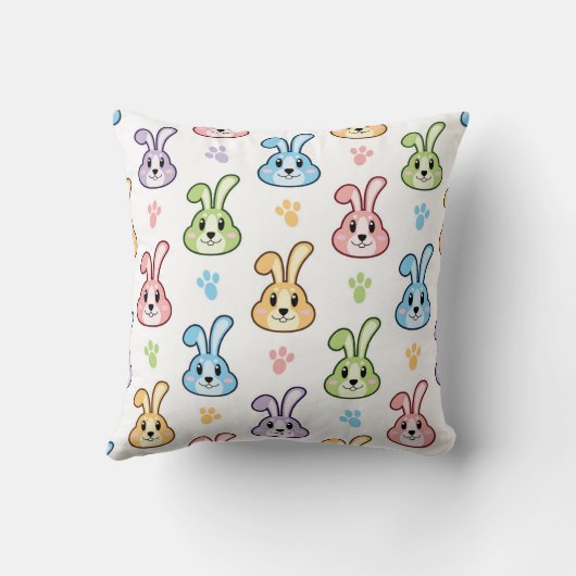 Mooie Paashaas Konijn Patroon | Feestdagen Kussen (Achterkant)
