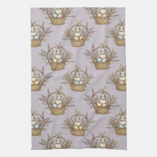Mooie Paashaas Pastel Lente Patroon Theedoek