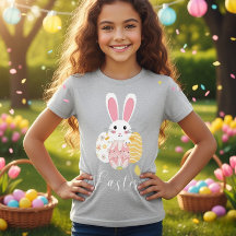 Mooie Paashaas Patroon Eieren Meisjes T-Shirt