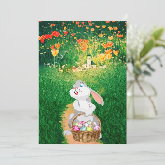 Mooie Paashaas Plat Wenskaart Kaart (Staand voorkant)