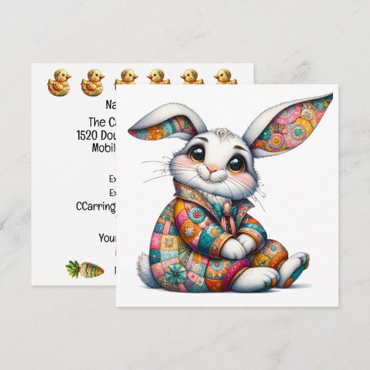 Mooie Paashaas Thema Uitnodiging (Voorkant / Achterkant)