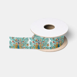 Mooie pacocks Emerald Green, Turquoise Satijnen Lint
