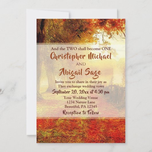 Mooie Pad Herfstbomen Herfst Christelijke bruiloft Kaart (Achterkant)