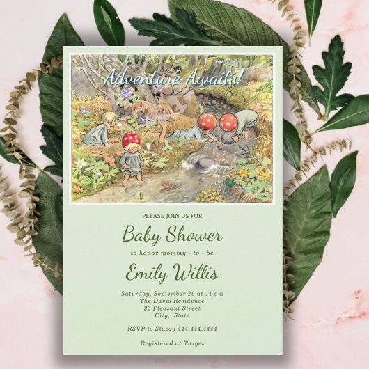 Mooie Paddenstoel Bos Baby Shower Kaart