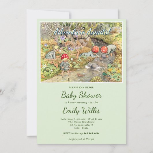 Mooie Paddenstoel Bos Baby Shower Kaart (Voorkant)